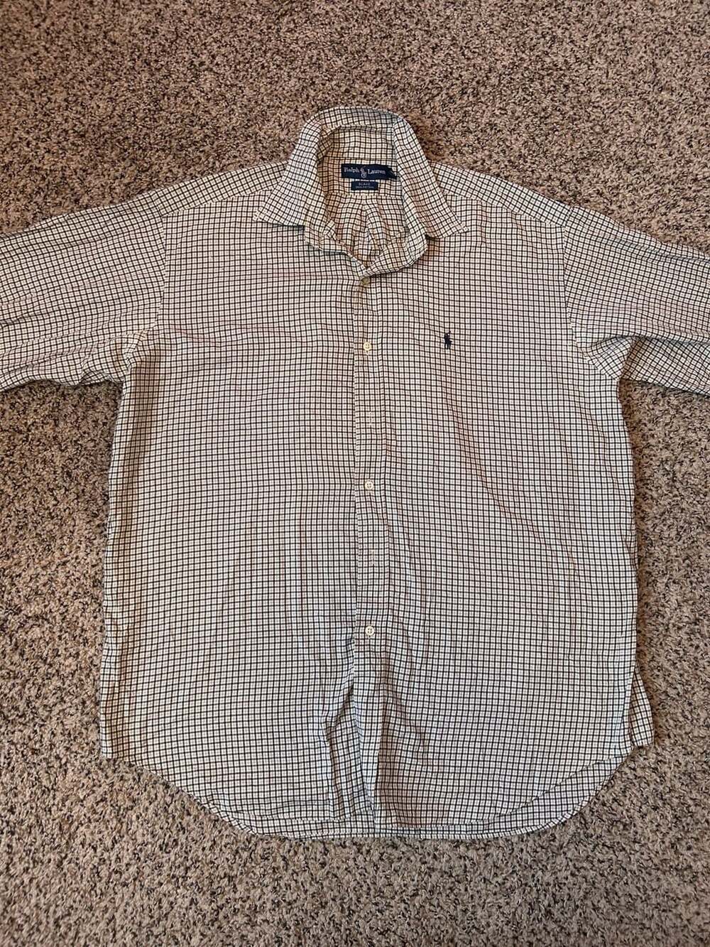 Ralph Lauren Blake Long Sleeve Plaid Button Down Shirt Black Beige 100% Cotton